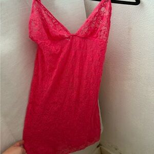 Victoria's Secret Lace Chemise in Bright Pink Baby doll